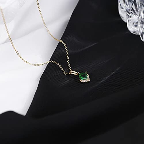 Collier en argent anti-allergie pendentif vert brillant - 4