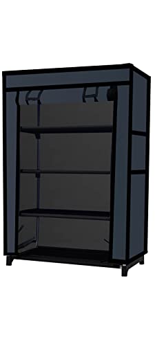 Image of Multi Utility 4 Layer Shelf Collapsible Metal Pipes with Non-Woven 100GSM Fabric Cover for Shoe /Cloth /Toy /Books Rack (Black, Metal)