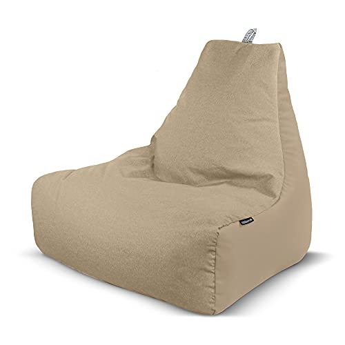 Happers Pouf Salon et Jardin Sable avec Rembourrage Inclus. Tissu Antitaches Cover