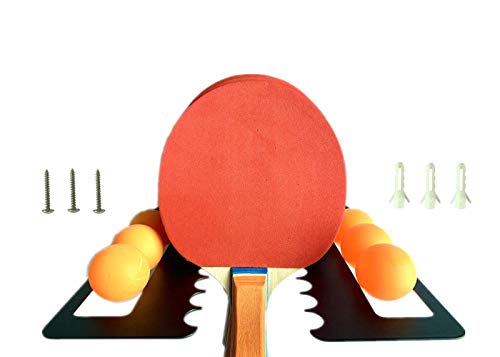 image for Ping Pong & Table Tennis Storage Rack, Wall Mount Holds 6 Balls and 7 