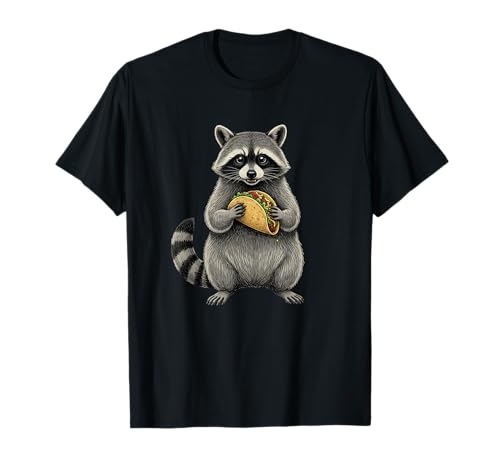 Cute Raccoon Mange Taco Nourriture Mexicaine Doux Raton Laveur T-Shirt