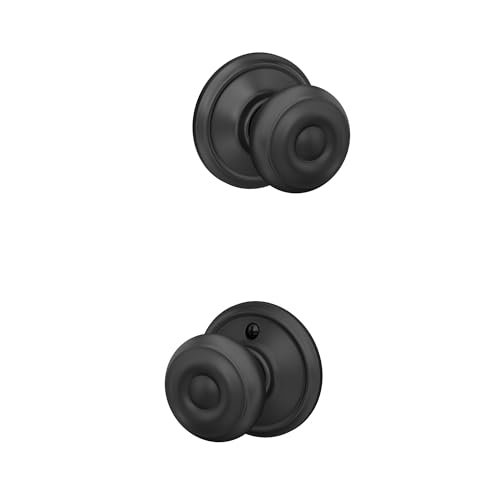 Image of Schlage F10 GEO 622 Standard Door Knob, Hall & Closet Passage Lock, Matte Black
