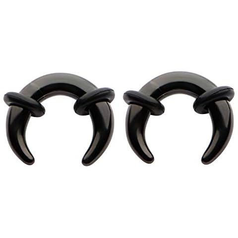 Zaya Body Jewelry Pair of Black Ear Pinchers Crescents Horseshoes Gauges 14g 12g 10g 8g 6g 4g 2g 0g 00g 1/2 9/16 (2g 6mm) Cover