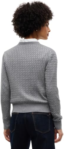 Tommy Hilfiger Damen Co Cable C-nk Ls Sweater Ww0ww44993 Pullover Sweater, Medium Grey Heather, XS – Ansicht 2