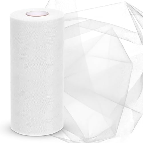 Rouleau de tulle - 30 cm x 92 m - Ruban de tulle - Vendu au mètre - Pour bricolage, artisanat, nœuds, décoration de fête - Blanc