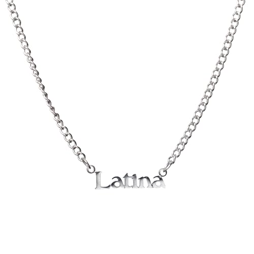 SITOS Latina Necklace Gold Plated Latina Inspired Jewelry Gifts for Latinas (Silver)