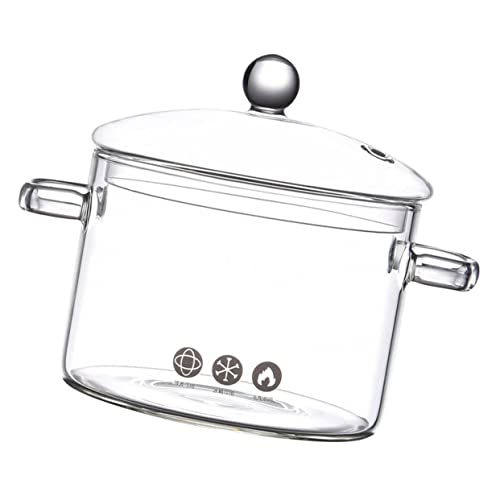 COLLBATH Transparent Glass Cooking Pot Heat Resistant Noodle Pot for Soup Multi Use Glass Cookware for Stovetop Easy to Clean for Ramen and Pasta