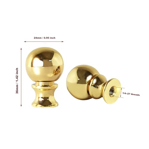 Image of GY & CK Ball Lamp Finials Lampshade finial Tops for Lamp Shade Harp Lamp Finial Knob Lamp Parts and Lighting Accessories Shade Finials Brass 2 Pack