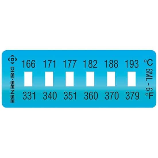 Digi-Sense Irreversible 6-Point Horizontal Temperature Label, 331-379F/166-193C; 10/Pk