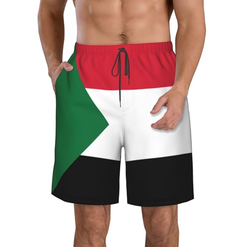 Sudanese Flag Men's Beach Pants-Quick-Dry & Comfortable Mens Beach Shorts for Men, Perfect for Surfing and Everyday Wear White