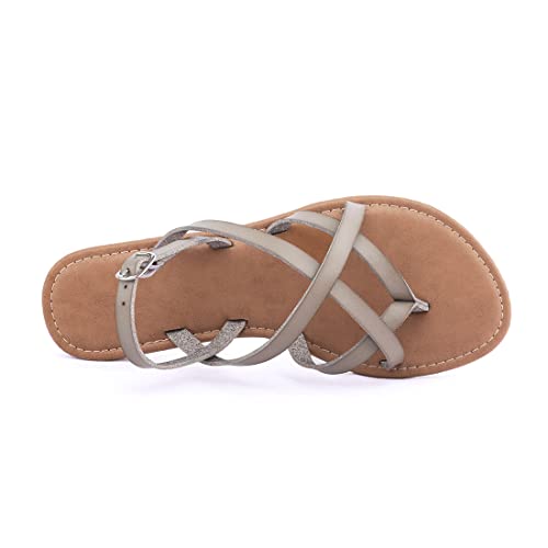Image of Huayuanwell Women's Gladiator Flat Sandals Fisherman Strappy Sandals Ankle Strap Sandals