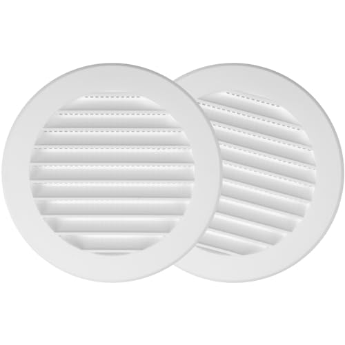Image of Repa Market 2-Pack 4'' Inch - Plastic White Vent Covers With Flange - Round Soffit Vent - Air Vent Louver - Grille Cover - Protective Screen Mesh - HVAC Ventilation