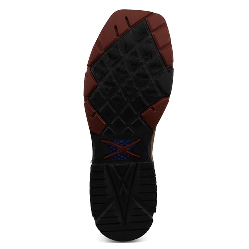 Image of Twisted X Men's 12 inch Western Work Boot, Square Toe Nano Toe with CellStretch, Tan & Burgundy, 9 D