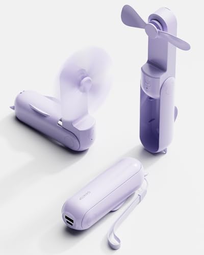 Image of Gaiatop Mini Handheld Fan, Portable Personal Folding Cooling Hand Fan Rechargeable Battery Operated with 2 Speed USB Desk Fan for Home Office Travel (Purple)