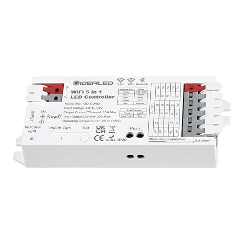 5 in 1 Smart WiFi LED Controller RGBWW,Wireless Controller for RGBCCT RGBW RGB CCT and 5 Single Colour LED Strip Lights App/Voice Controlled Work with Alexa/Google Assistant (Only a WiFi Controller) 5 in 1 Smart WiFi LED Controller RGBWW,Wireless Controller for RGBCCT RGBW RGB CCT and 5 Single Colour LED Strip Lights App/Voice Controlled Work with Alexa/Google Assistant (Only a WiFi Controller)