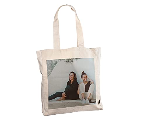 ORWONet - Foto-Stofftasche aus Jute | 100 % Bio-Baumwolle | 36 x 40 x 10 cm | Tote Bag mit Square-Druck | 2 breite Schulterhenkel Cover