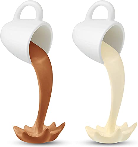 Mini Floating Coffee Cups Magic Pouring Spilling Splash Coffee Mugs Funny Coffee Mug Sculpture Art Decor for Home, Kitchen, Coffee Shop,Dessert Shop,Fun Home Gifts (Beige +Brown)
