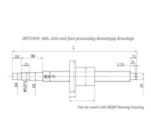 Tornillo de bolas SFU1605 con brida y extremos BK/BF12 para fresadoras CNC 2