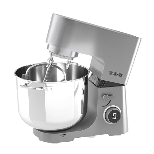 Robot de cocina Heinrichs´s | Amasadora | Cuenco XXL de acero inoxidable de 15 L | 2500 W aparato de cocina | Gancho doble para amasar | Gancho agitador | Batidor de varillas | 8 velocidades