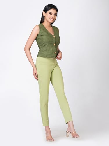 Image of Ruby Cotton Lyrcra Blend Copper Collection Straight Pants | Perfect Blend of Style and Comfort | Professional and Casual Wear #1