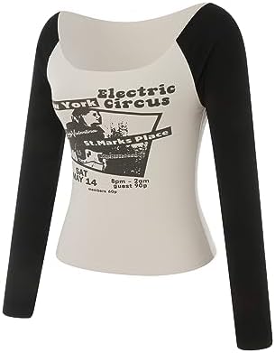 Y2k gotico Grunge Grafica Manica lunga Tees Top Donna Autunno E-Girls Estetica Gotica Stampa floreale Baggy T-shirt Emo Abbigliamento  200000345