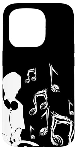 DJ con giradischi e spartiti, batteria e basso, techno Custodia per iPhone 15 Pro