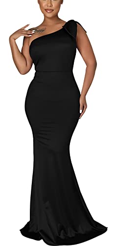 Image of FairyLove Women's One Shoulder Sleeveless Formal Ruched Bodycon Fashion Dress Belted Cocktail Dresses