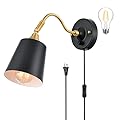 TRLIFE Dimmable Wall Sconce Plug in, Wall Mounted Light with Plug in Cord Adjustable Lighting Angle Wall Light with Dimmer On/Off Switch for Bedside, Living Room, Over Mirror, Indoor(1 Bulb Included)