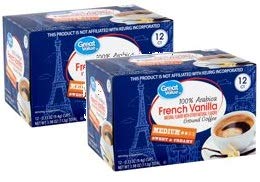 Great Value French Vanilla Ground Coffee Single Serve Cups, Light Roast, 12 Count (Pack of 2)
