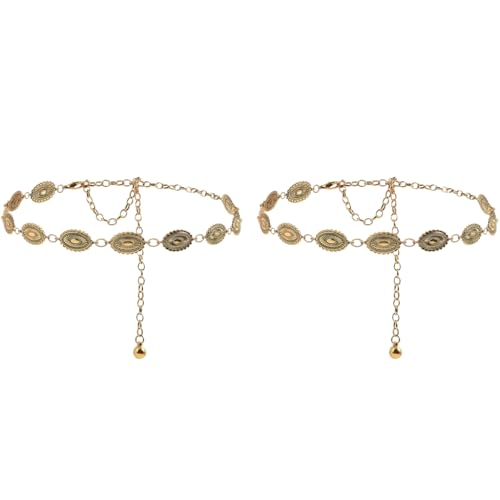 Image of PALAY Boho Waist Belt for Women Golden Concho Belt Saree Waist Metal Concho Western Fashion Conchos Adjustable,29.53 inches +19.69 inches