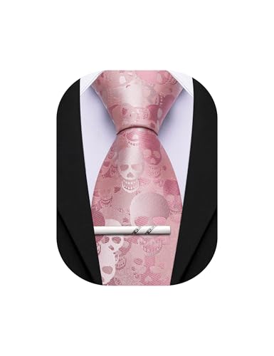 Image of Barry.Wang Silk Ties for Men Fun Necktie and Tie Clip Set for Wedding Party Business Formal Extra Long