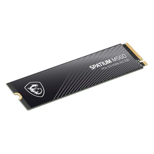 MSI SPATIUM M560 SSD 2TB - Disque SSD Interne 2 to PCIe 5.0 NVMe M.2, Lecture 10300 MB/s, Écriture 8700 MB/s, 3D NAND, Sécurité des Données Intégrée, Center - Garantie 5 Ans (1200 TBW)