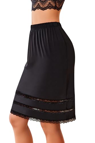 Image of Avidlove Half Slips for Women Underskirt Dress Extender Lace Trim Knee Length Short Skirt
