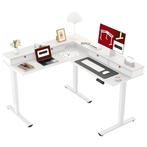 Image of SANODESK 63x55 Electric L-Shaped Corner Standing Desk with 4 Drawers