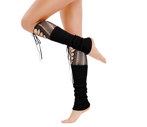 Violet Mist Novelty Y2K Leg Warmers for Women Girls Long Cotton Ribbed Knit Socks Knee High Stockings 80s Socsks Party Sports