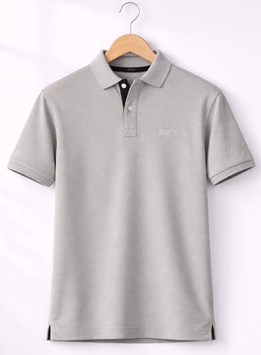 Image of 3BROS Men's Cotton Blend Half Sleeve Regular fit Comfortable Polo Neck T-Shirt (Pack of 1)