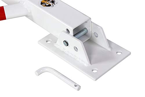 Crash Stop 90-100 Stahl Verzinkt Parkplatzbügel Schmetterling zum Umklappen mit Vorhängeschloss, Rot/Weiß, 500mm Höhe