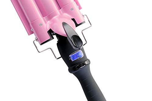 Alure 3 Barrel Hair Waver for Beachy/Frizz-Free Waves w/LCD Temperature Display - 1 Inch Ceramic Tourmaline Triple Barrels, Dual Voltage Crimping Tool - Thumbnail 7