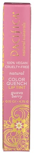 Pacifica Tinted Lip Balm – Color Quench Hydrating Flavored Pink Lip Balm - Guava Berry Flavor - Clear -w/Coconut Oil & Cocoa Butter Natural Clean Beauty Vegan & Cruelty-Free Dermatologist Tested