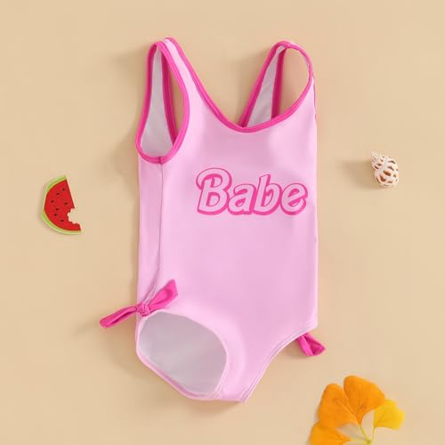 Yccutest Toddler Girl Vest Swimsuit Infant Girl Pink One Piece Bathing Suit Baby Girls' Swimwear U-Neck Summer Beach Romper2