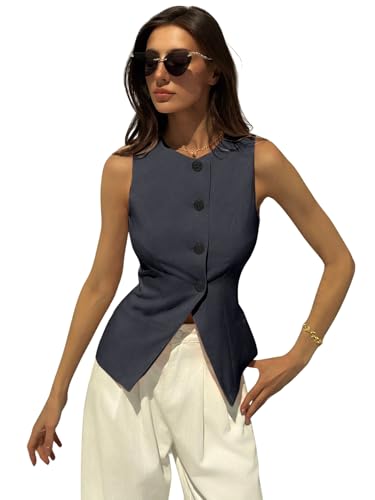 Image of Aahwan Brown Solid Modern Sleeveless Fitted Waist Slim Round Neck Blazer& Top for Women's & Girl's