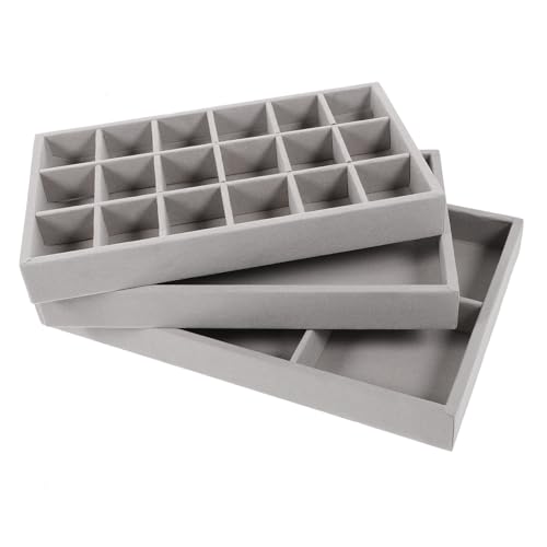 CAXUSD 3pièces Plateau à Bijoux Organisateur Pour Ranger Boucles d Oreilles Bagues Colliers Et Bracelets Avec Surface Douce