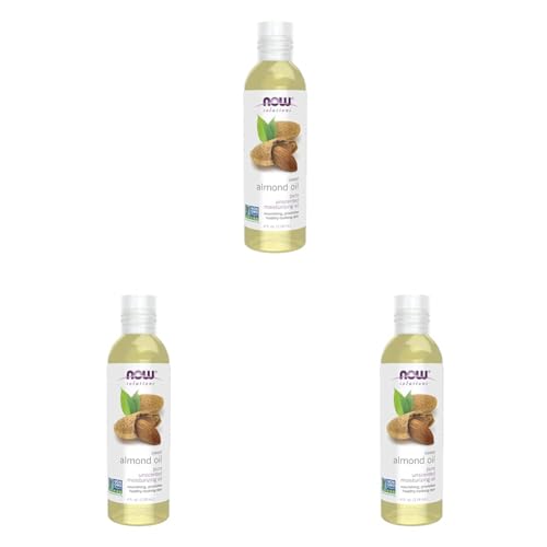 Image of NOW Foods Solutions, Sweet Almond Oil, 100% Pure Moisturizing Oil, Promotes Healthy-Looking Skin, Unscented, 4-Ounce (Pack of 3)