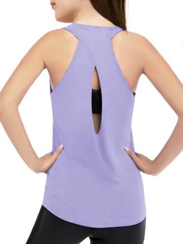Image of Haloumoning Girls Athletic Tank Tops Racerback Sleeveless Dry Fit Active Sports Running Yoga Shirts