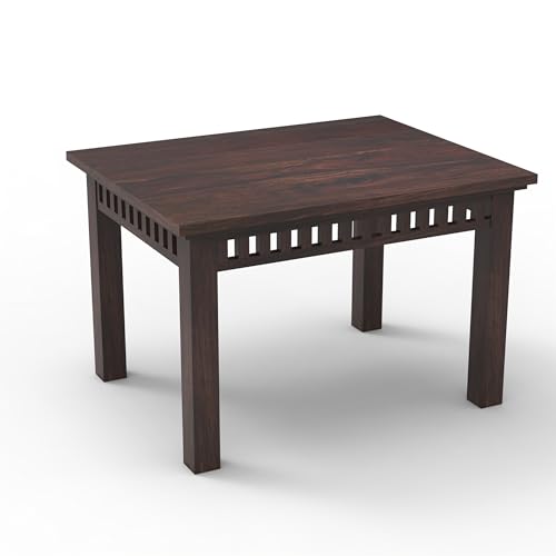 Image of WOODLAB Sheesham Wood 4 Seater Dining Table Set with Chairs | Wooden Dining Table for Home Dining Room | 4 Seater Dinner Table Set for Living Room and Home - Walnut Finish