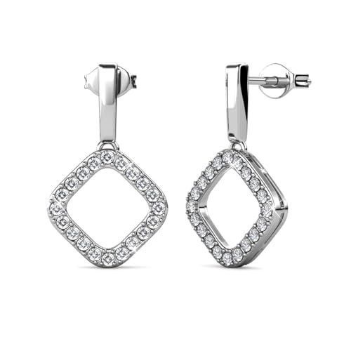 Puces d'oreilles moissanite carrée et argent 925 de prestige