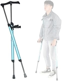 Muletas ergonómicas para las axilas, bastón ajustable con cómoda almohadilla para el mango, muletas de aluminio ligeras de color azul para adultos, para personas mayores discapacitadas powerfully