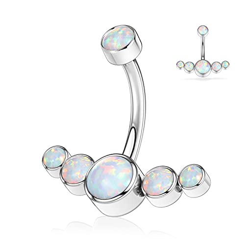 G23 Titanium Belly Button Rings 10mm Belly Piercing Jewelry White Opal l 3/8 Navel Ring 14G Barbell Jewelry Belly Piercings Silver G23 Titanium Belly Button Rings 10mm Belly Piercing Jewelry White Opal l 3/8" Navel Ring 14G Barbell Jewelry Belly Piercings Silver