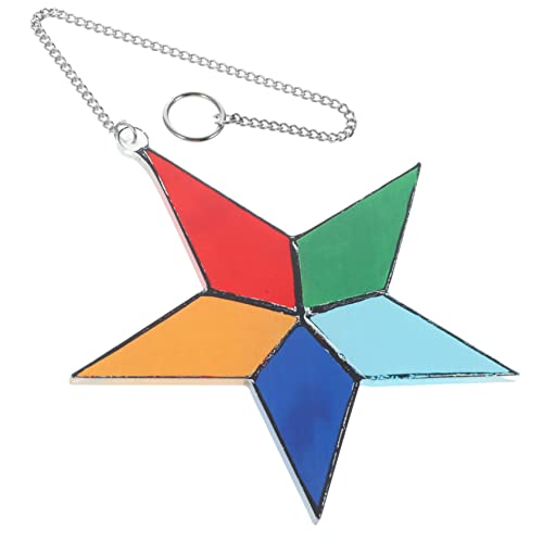 RORPOIR Stained Glass Window Pendant Boho Wall Hanging Garden Art Decor Acrylic Star Ornament