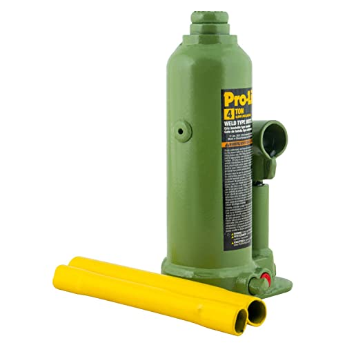 Image of Pro-Lift Welded Bottle Jack 4 Ton - (8,000 Lbs) Capacity Hydraulic Lifting with Side Pump Two-Piece Handle